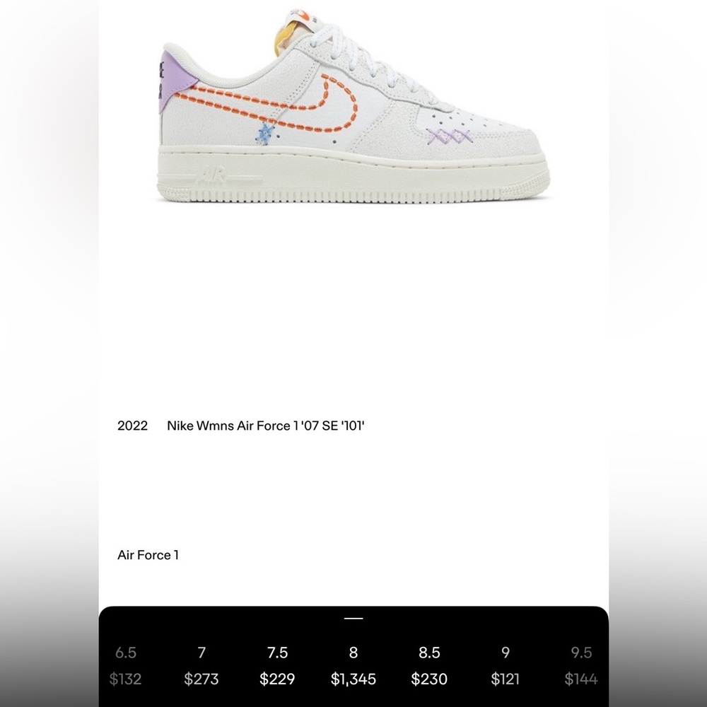 Nike Womens Air Force 1 SE - White and Purple distressed kicks